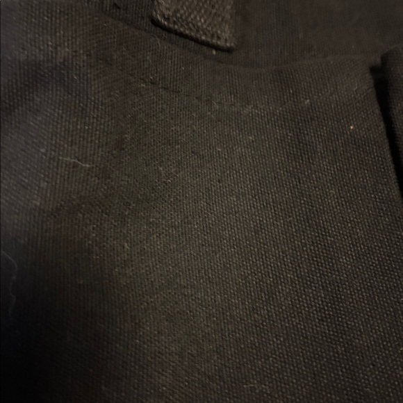 Black Canvas Tote Bag Brown Accents Detachable Strap 6 Pockets Outside on Bag - Picture 10 of 14